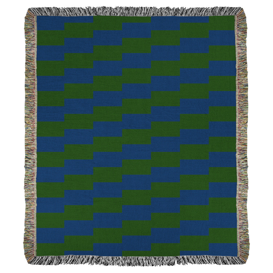 Product image of blue and green striped woven throw blanket titled Capri Club.