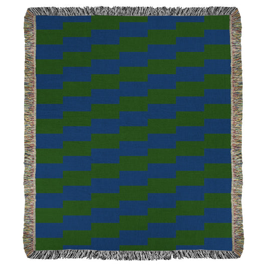 Product image of blue and green striped woven throw blanket titled Capri Club.