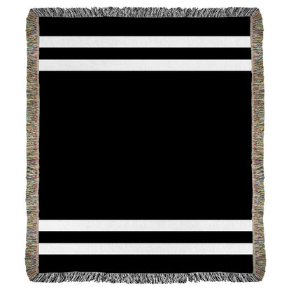 Product image of black with white striped woven throw blanket titled Grandview Stripes.