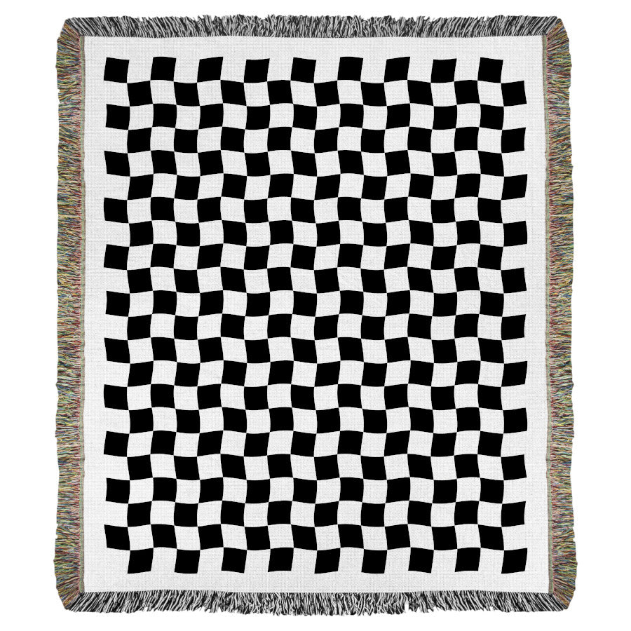 Product image of black and white checkered woven throw blanket titled Torrey Checkered.